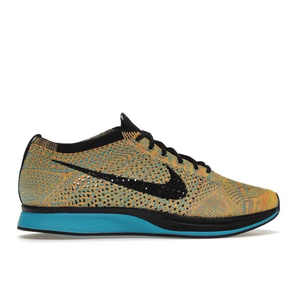 Nike Flyknit Racer Sherbet 2015 Comfort Running Shoes Sneakers Yellow Mens - Picture 1 of 16